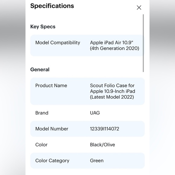 iPad case UAG SCOUT folio for Apple 10.9-inch iPad latest model 2022 black/olive - Picture 6 of 8